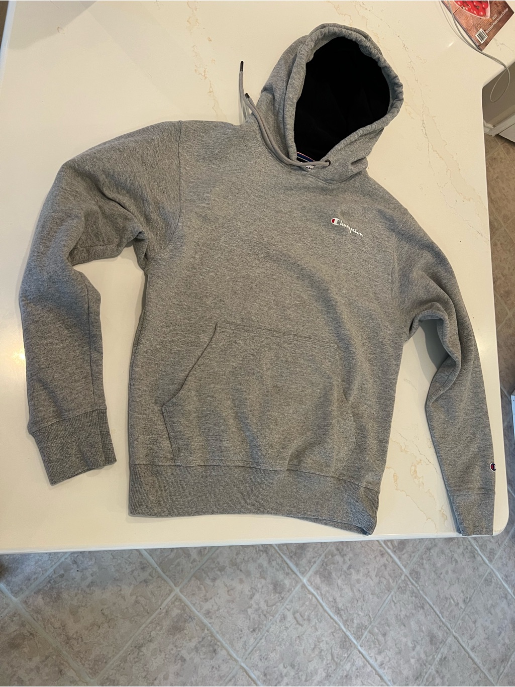 Champion Gray Pullover Hoodie With Small Logo
